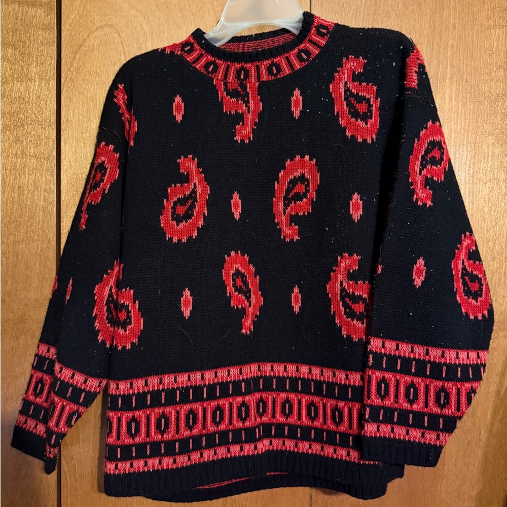 Black and Red Paisley Sweater